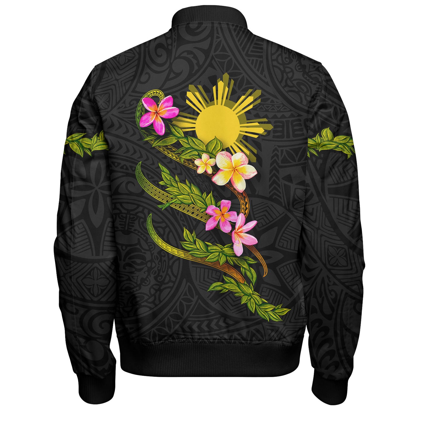 Philippines Filipinos Bomber Jacket Custom Plumeria Tribal