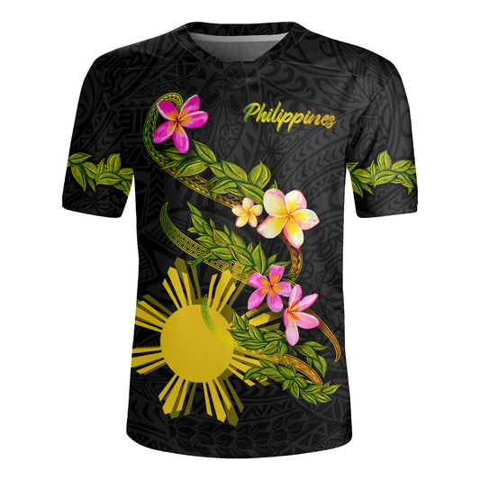 Philippines Filipinos Rugby Jersey Custom Plumeria Tribal