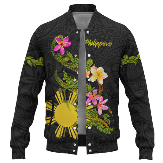 Philippines Filipinos Baseball Jacket Custom Plumeria Tribal