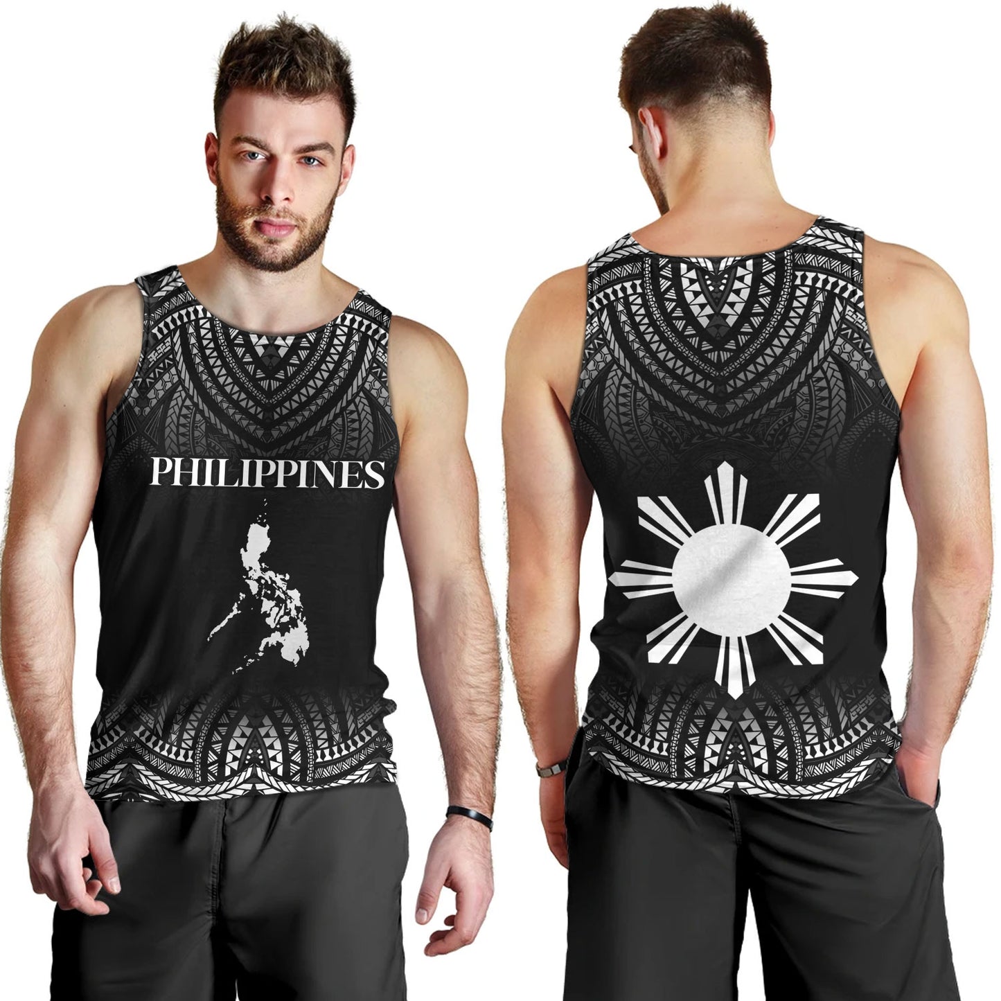 Philippines Filipinos Custom Personalised Tank Top Filipino Black Fog Style