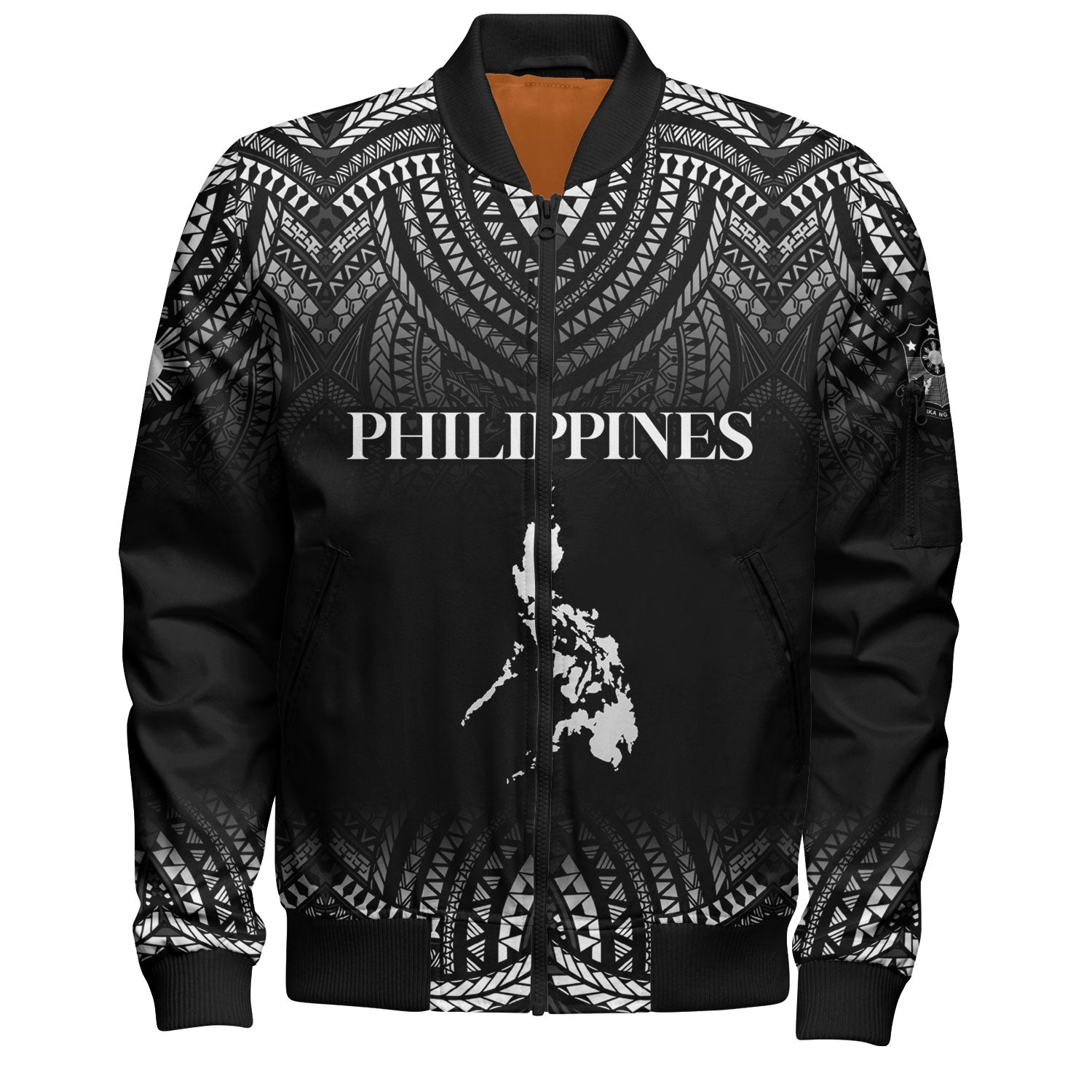 Philippines Filipinos Custom Personalised Bomber Jacket Filipino Black Fog Style