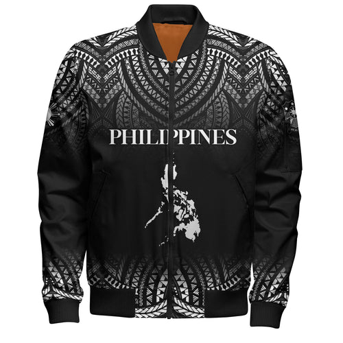 Philippines Filipinos Custom Personalised Bomber Jacket Filipino Black Fog Style