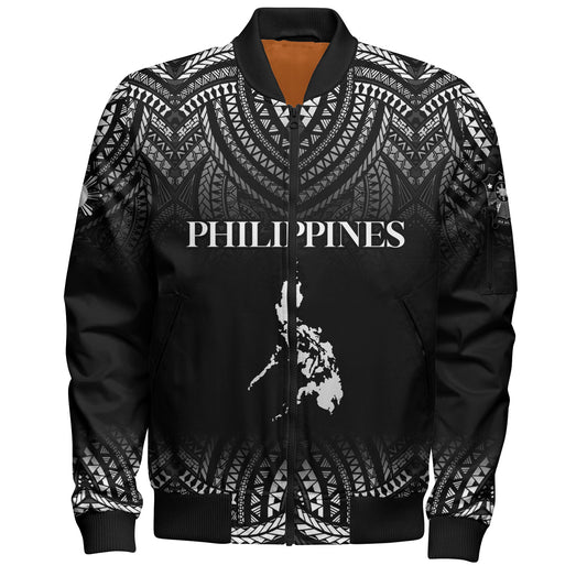 Philippines Filipinos Custom Personalised Bomber Jacket Filipino Black Fog Style