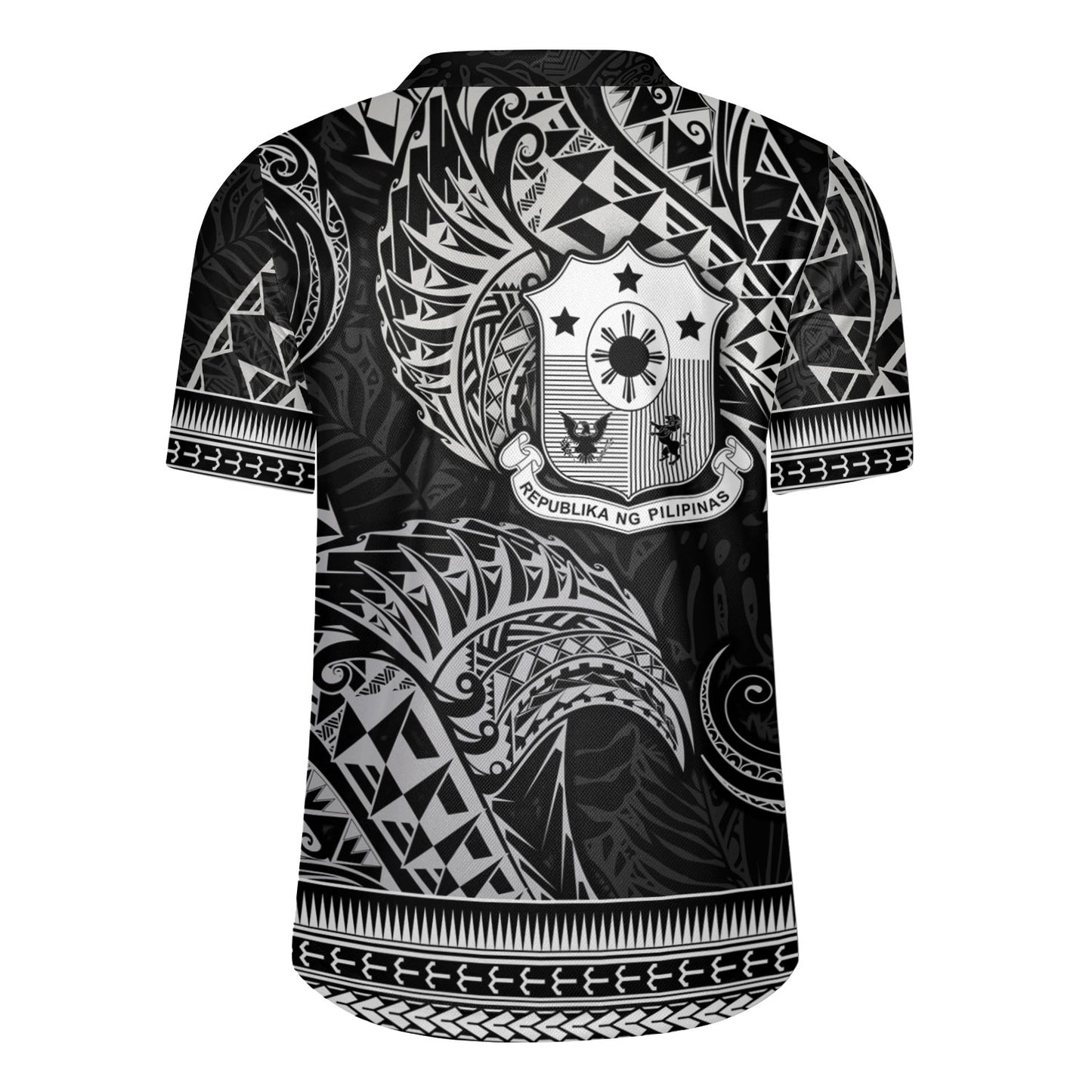 Philippines Filipinos Rugby Jersey Filipino Coat Of Arms With Leaves and Tribal Patterns