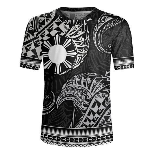 Philippines Filipinos Rugby Jersey Filipino Coat Of Arms With Leaves and Tribal Patterns