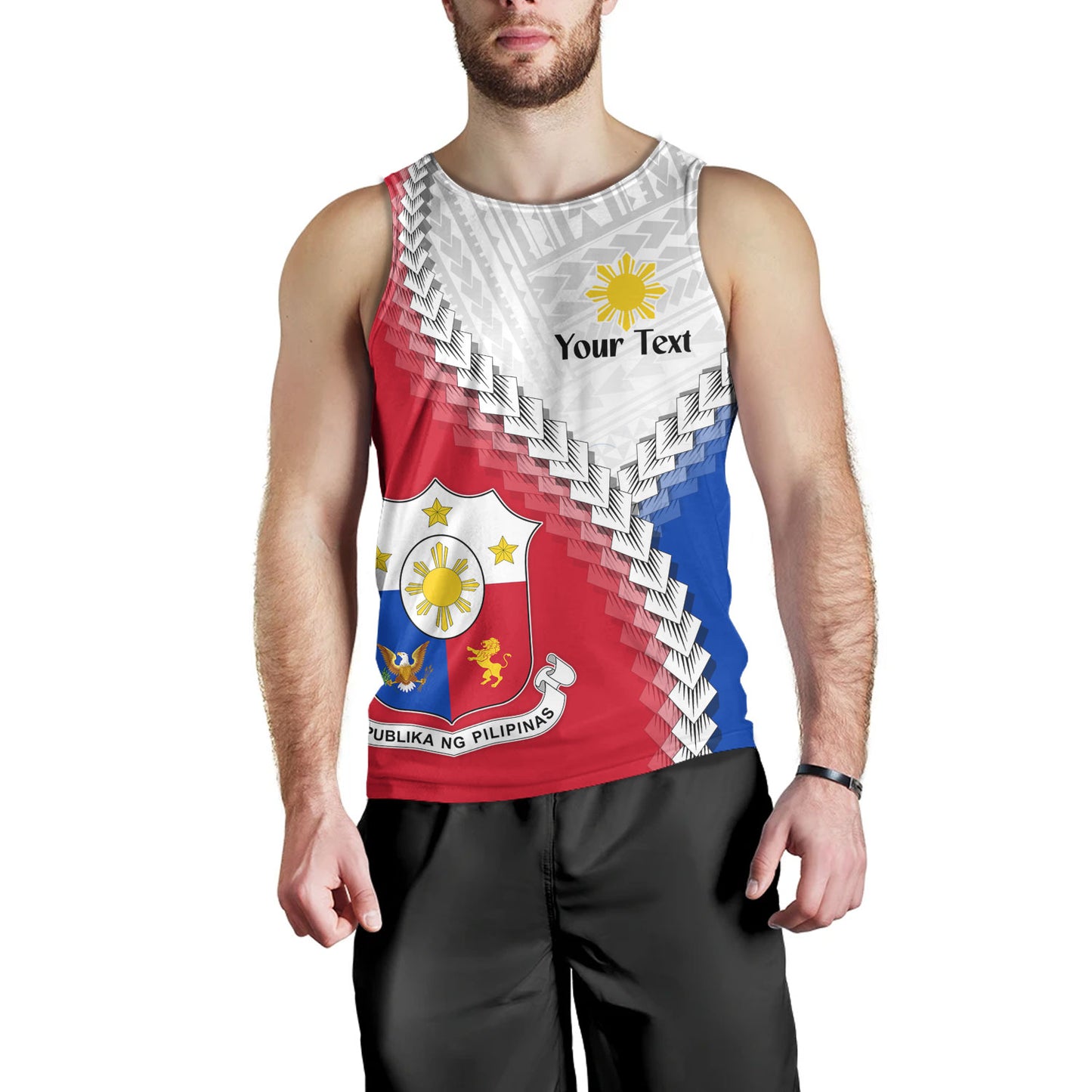 Philippines Filipinos Tank Top Custom Filipino Coat Of Arms With Tribal Patterns Flag Style