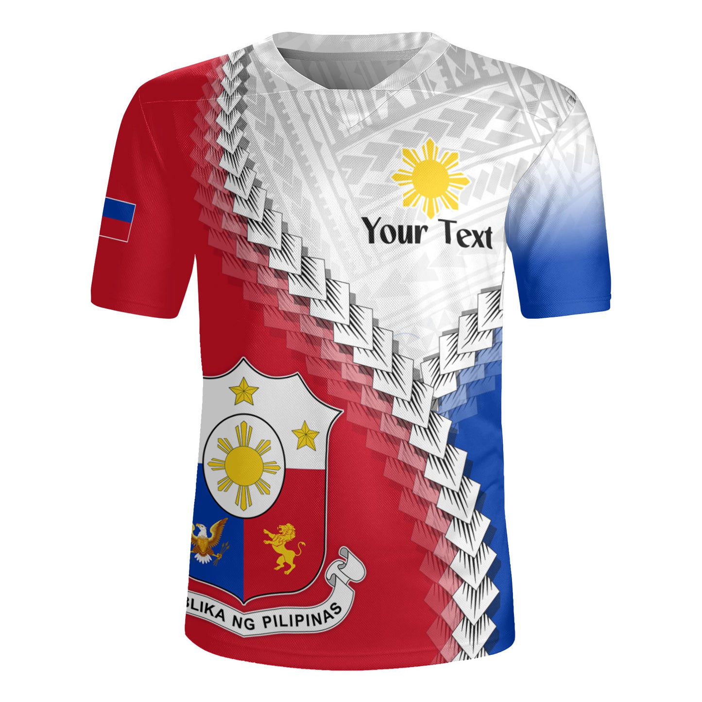 Philippines Filipinos Rugby Jersey Custom Filipinos Coat Of Arms With Tribal Patterns Flag Style