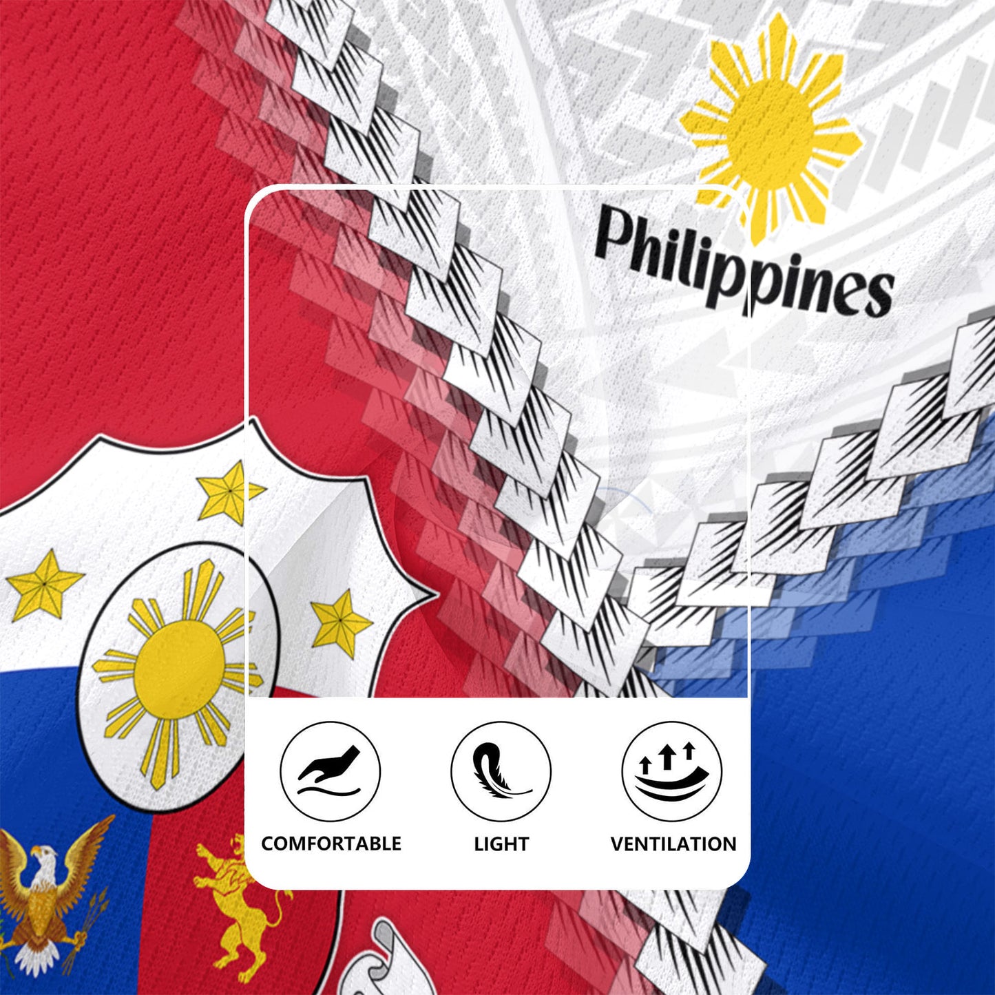 Philippines Filipinos Rugby Jersey Custom Filipinos Coat Of Arms With Tribal Patterns Flag Style