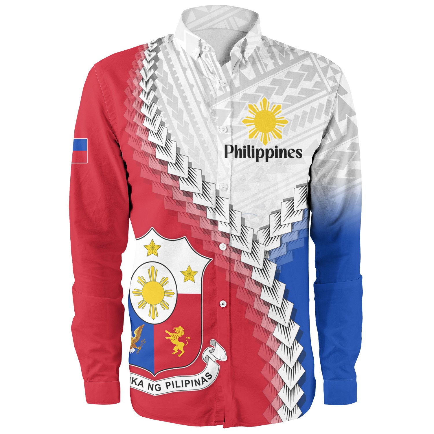 Philippines Filipinos Short Sleeve Shirt Half-Up Style Flag