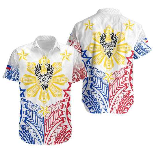 Philippines Filipinos Custom Personalised Short Sleeve Shirt Filipino Sun with Eagle Style