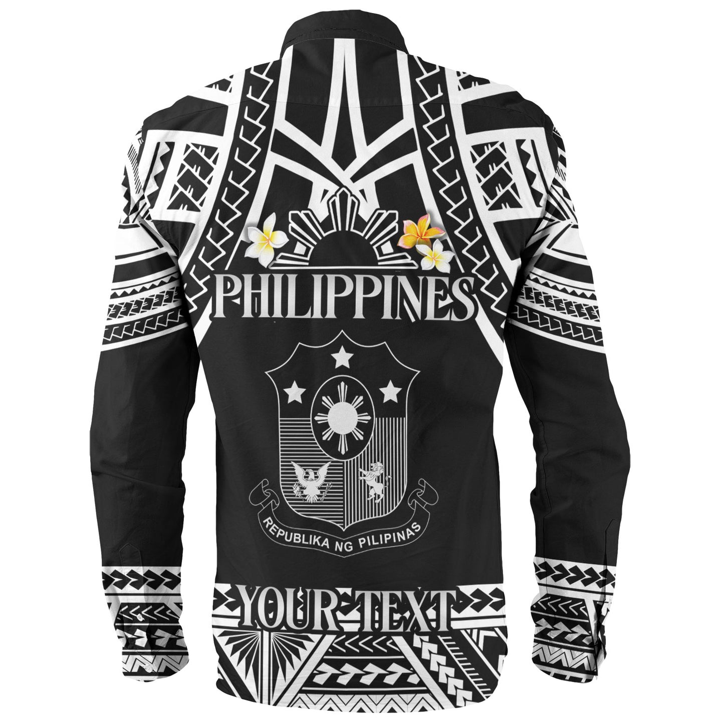 Philippines Filipinos Custom Personalised Long Sleeve Shirt Filipinos Plumeria Flowers Mix Tribal Patterns