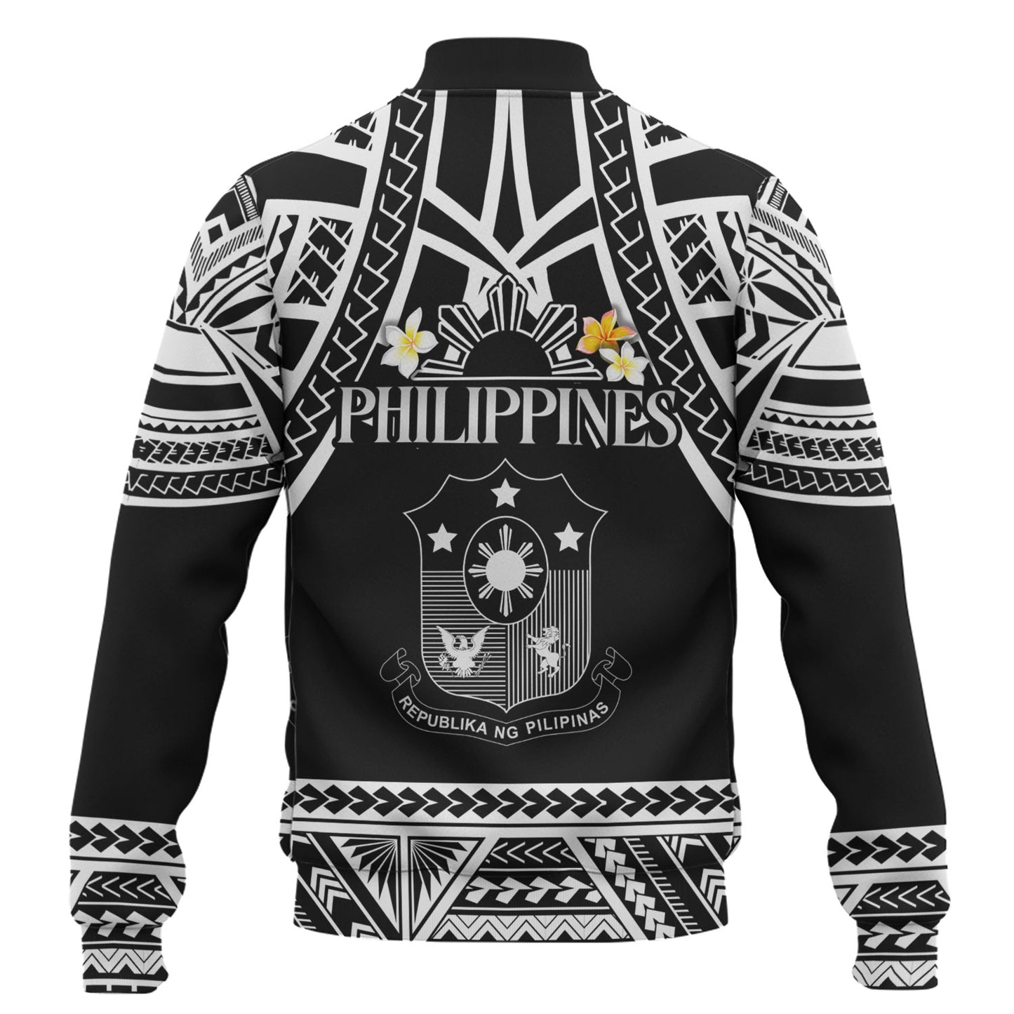 Philippines Filipinos Custom Personalised Baseball Jacket Filipinos Plumeria Flowers Mix Tribal Patterns