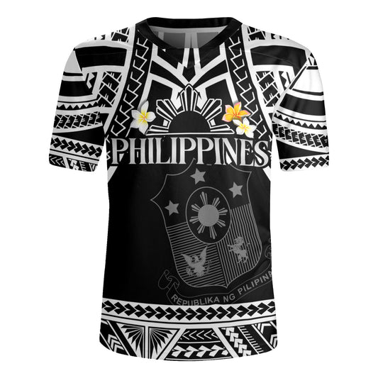 Philippines Filipinos Custom Personalised Rugby Jersey Filipinos Plumeria Flowers Mix Tribal Patterns