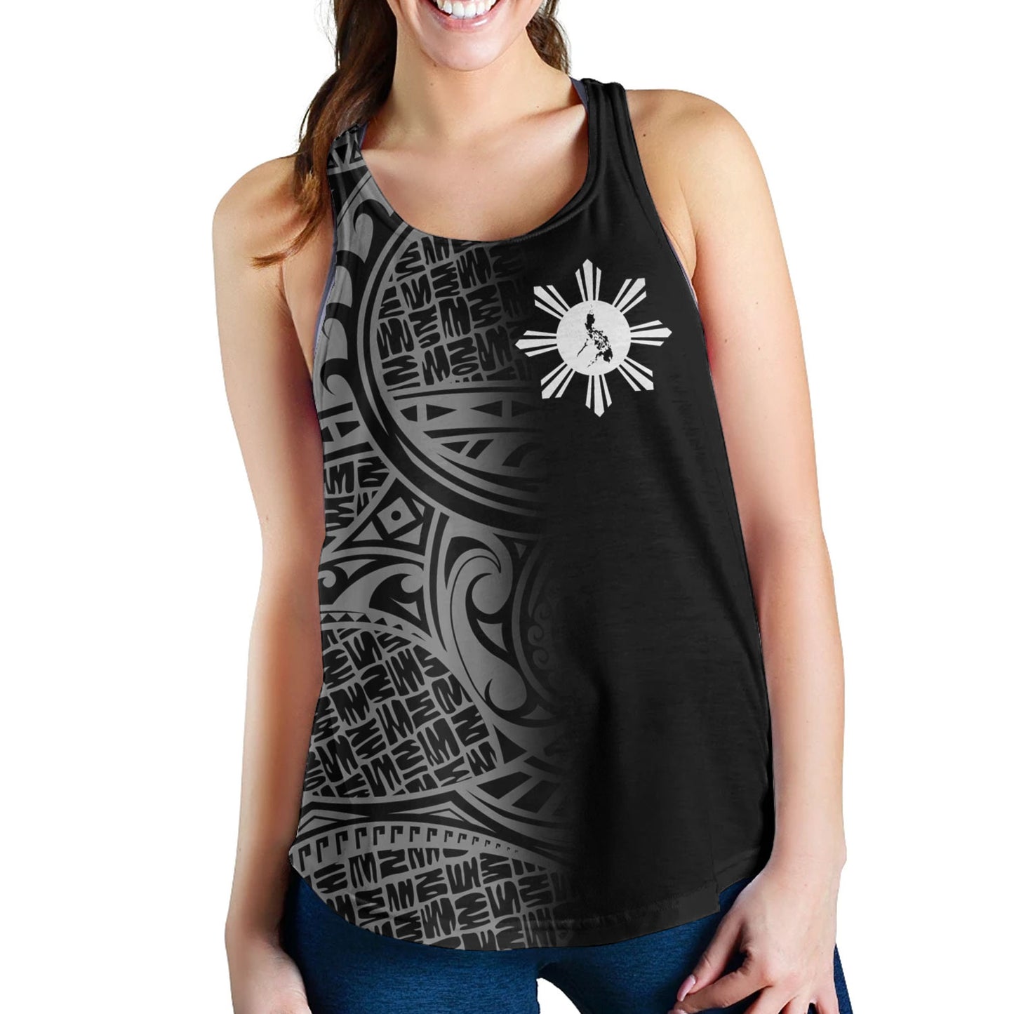 Philippines Filipinos Custom Personalised Women Tank Filipinos Sun And Map Half Style
