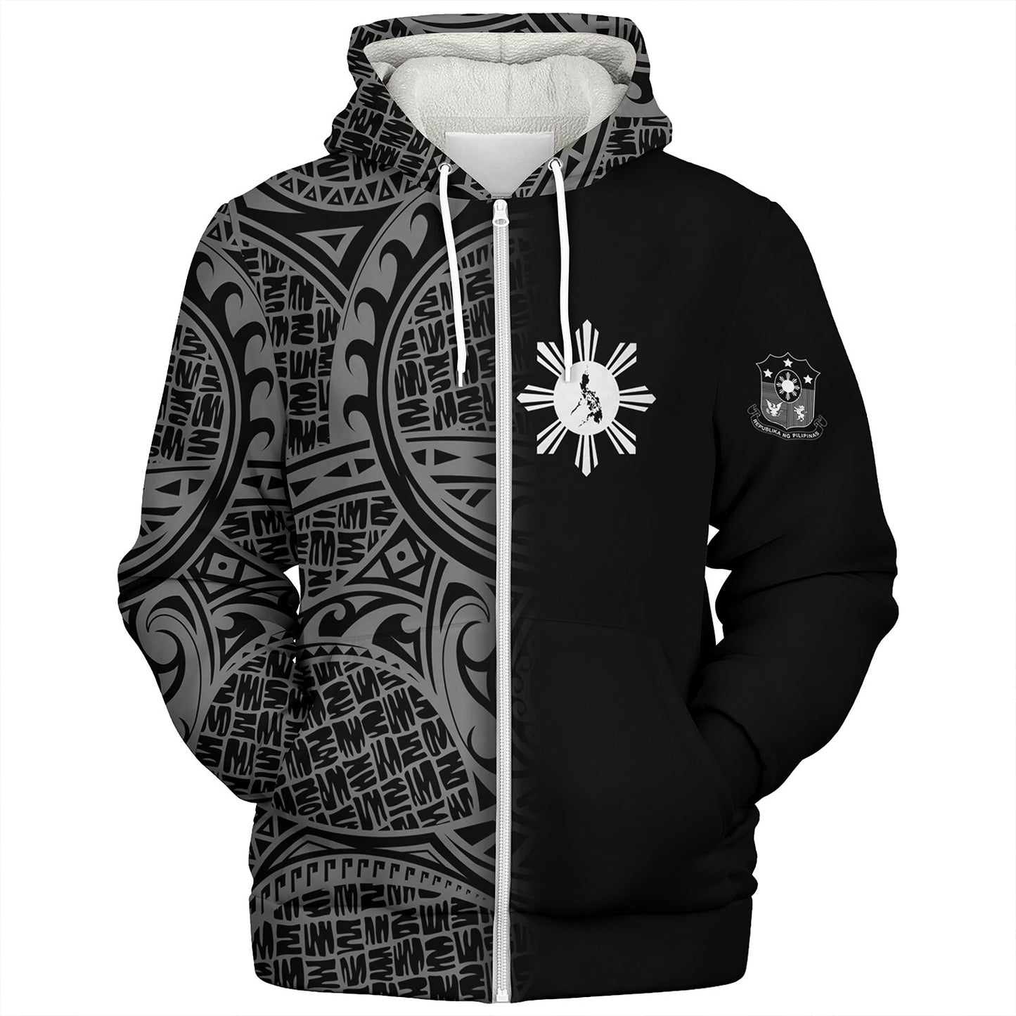 Philippines Filipinos Custom Personalised Sherpa Hoodie Filipinos Sun And Map Half Style