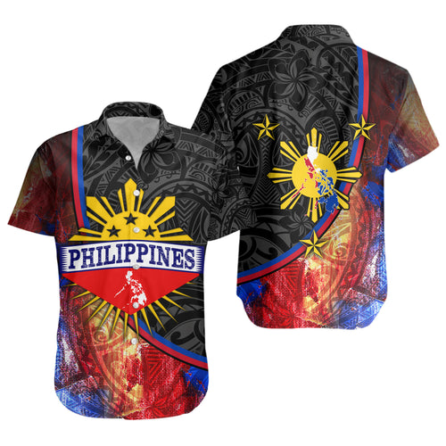 Philippines Filipinos Short Sleeve Shirt Filipinos Sun Grunge Background Style