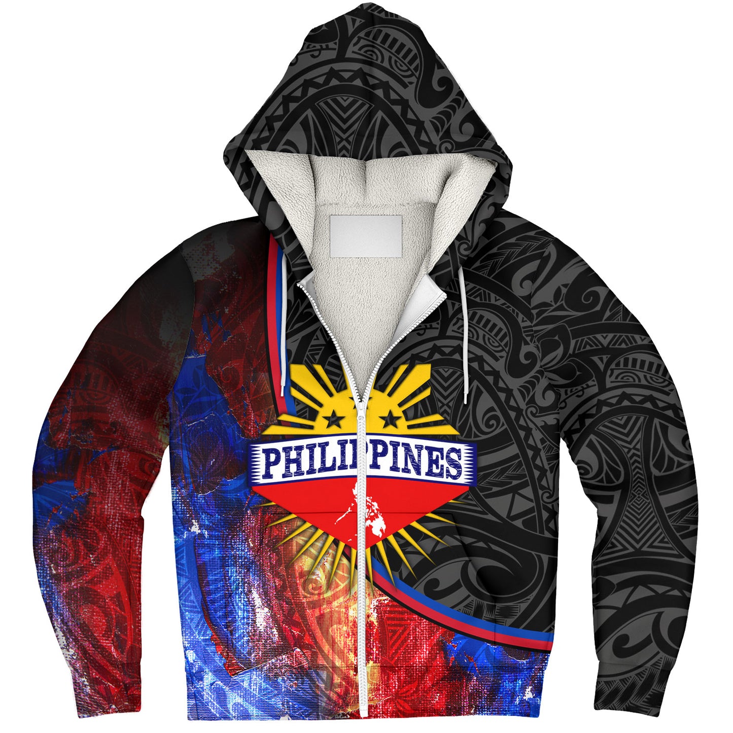 Philippines Filipinos Sherpa Hoodie Filipinos Sun Grunge Background Style