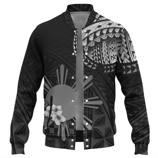 Philippines Filipinos Baseball Jacket Filipinos Sun Tribal Patterns Jasmine Flowers Style