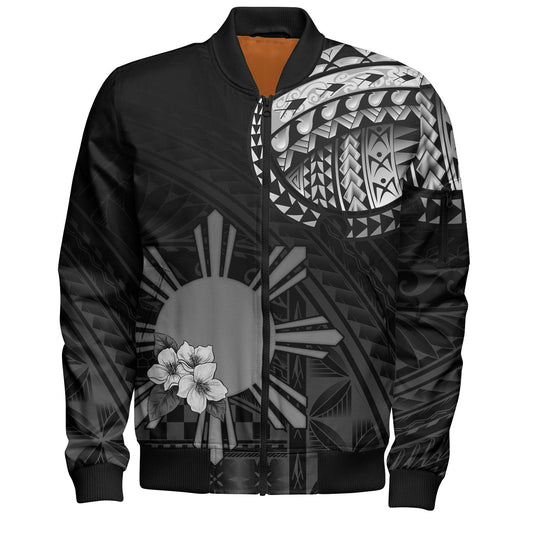Philippines Filipinos Bomber Jacket Filipinos Sun Tribal Patterns Jasmine Flowers Style