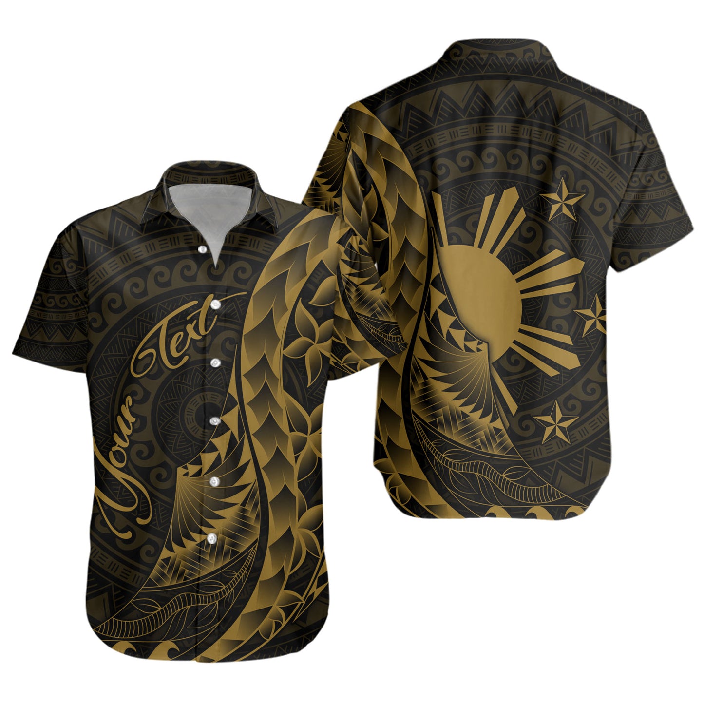 Philippines Filipinos Custom Personalised Short Sleeve Shirt Filipinos Sun Tribal Patterns Style