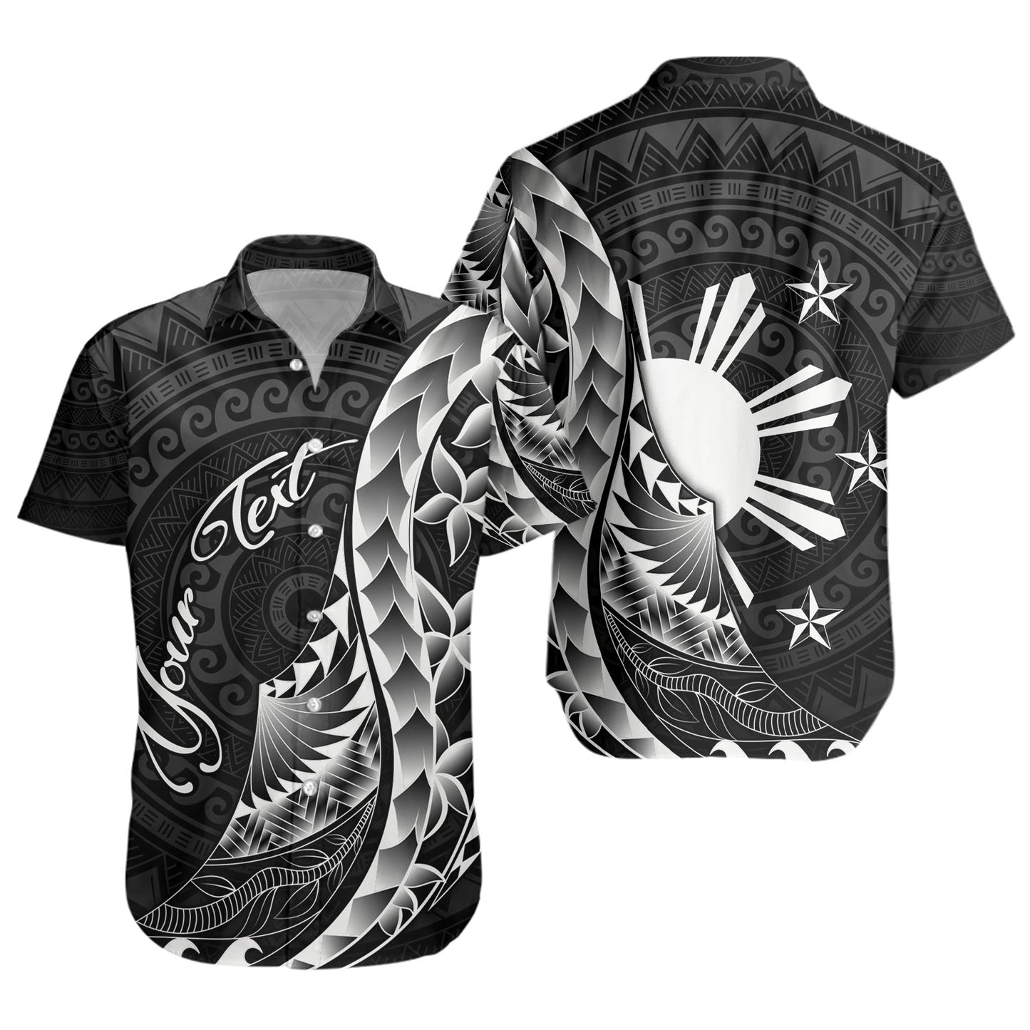Philippines Filipinos Custom Personalised Short Sleeve Shirt Filipinos Sun Tribal Patterns Style