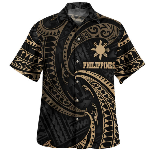 Philippines Filipinos Hawaiian Shirt Gold Tribal Wave