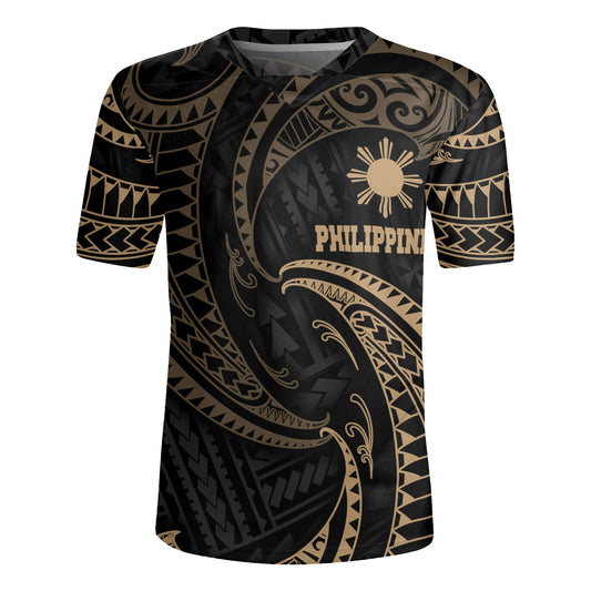 Philippines Filipinos Rugby Jersey Gold Tribal Wave