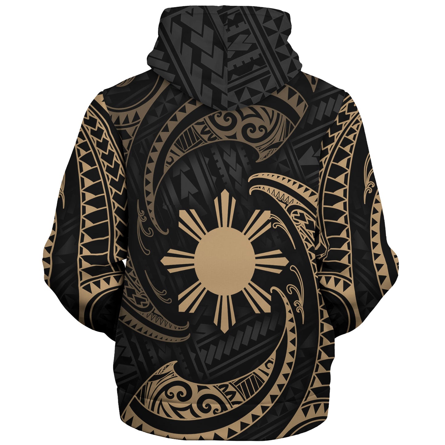 Philippines Filipinos Sherpa Hoodie Gold Tribal Wave