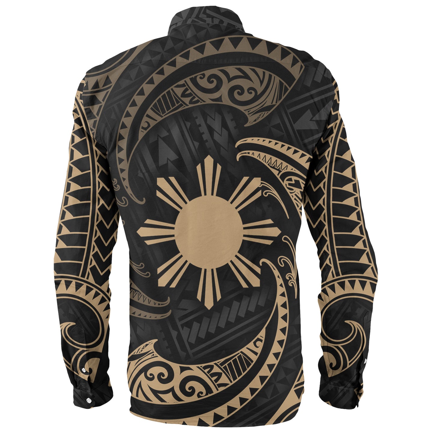 Philippines Filipinos Long Sleeve Shirt Gold Tribal Wave