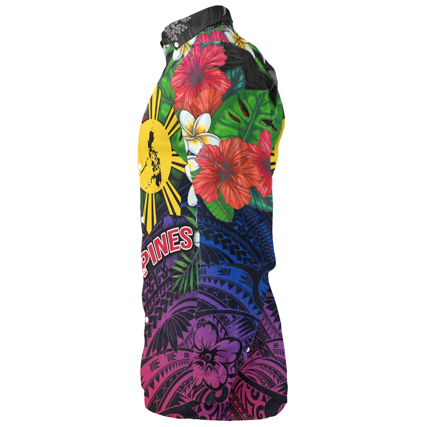 Philippines Filipinos Custom Personalised Long Sleeve Shirt Hibiscus And Plumeria With Palm Branches Vintage Style