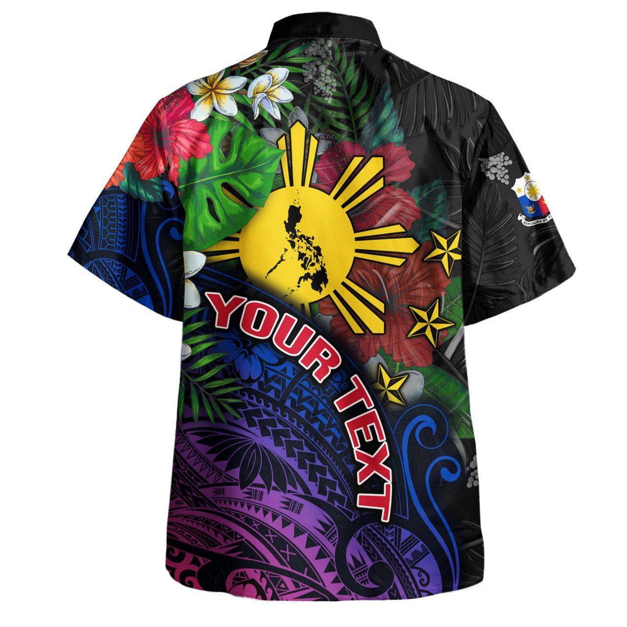 Philippines Filipinos Custom Personalised Hawaiian Shirt Hibiscus And Plumeria With Palm Branches Vintage Style