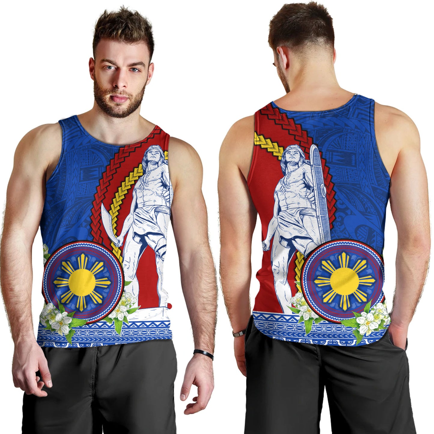 Philippines Filipinos Tank Top Lapu Lapu King Jasmine Flowers Curve Design