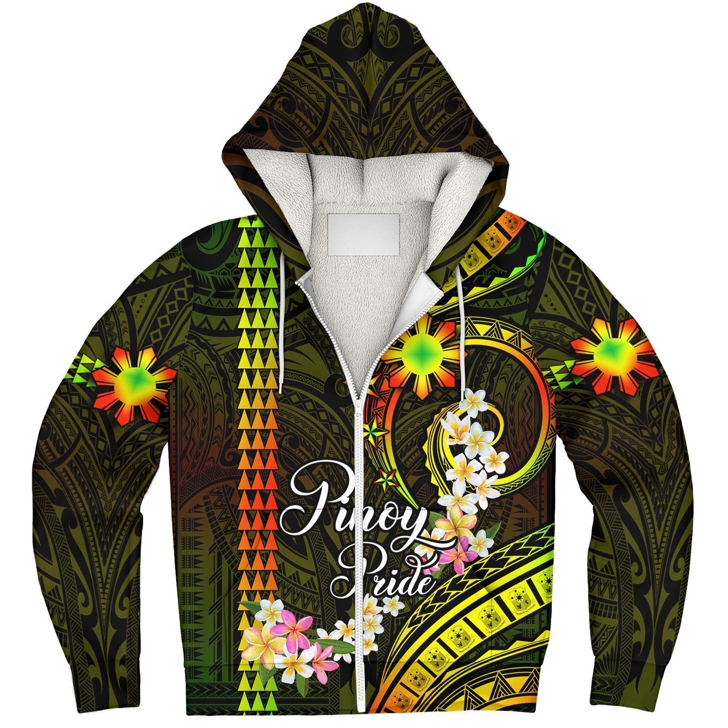 Philippines Filipinos Sherpa Hoodie Pinoy Pride Tribal Patterns Curve Style