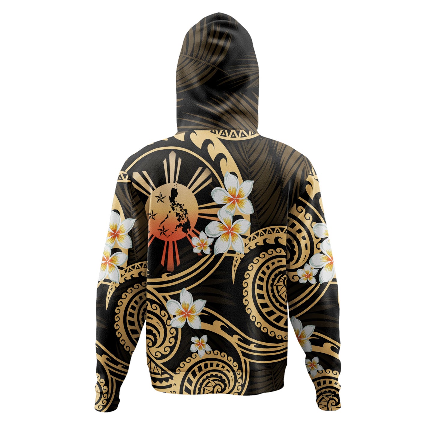Philippines Filipinos Hoodie Plumeria Flowers Tribal Motif Style
