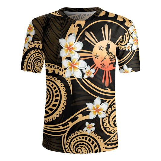 Philippines Filipinos Rugby Jersey Plumeria Flowers Tribal Motif Style