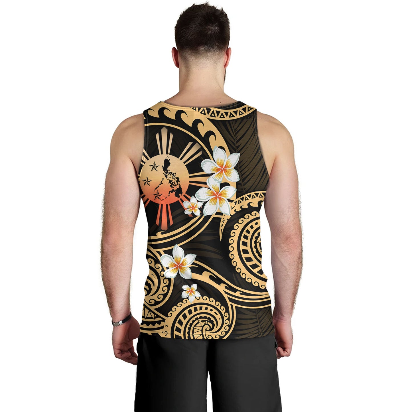 Philippines Filipinos Tank Top Plumeria Flowers Tribal Motif Style