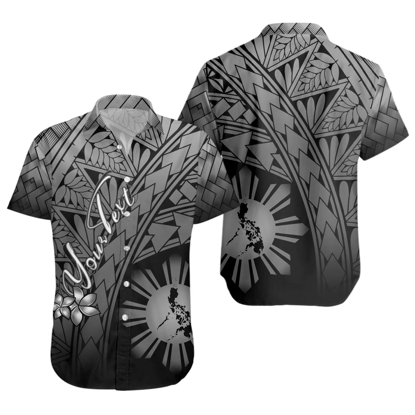 Philippines Filipinos Custom Personalised Short Sleeve Shirt Plumeria Tattoo Tribal