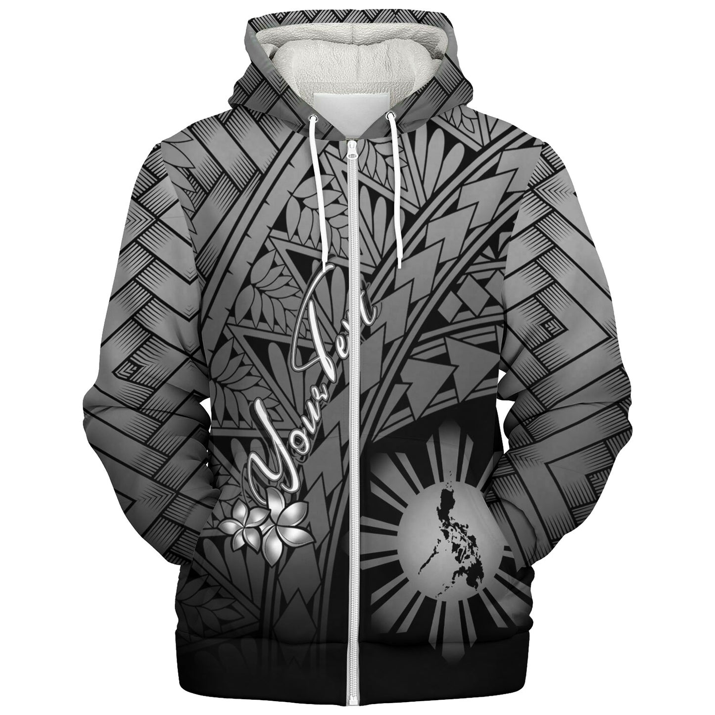 Philippines Filipinos Custom Personalised Sherpa Hoodie Plumeria Tattoo Tribal