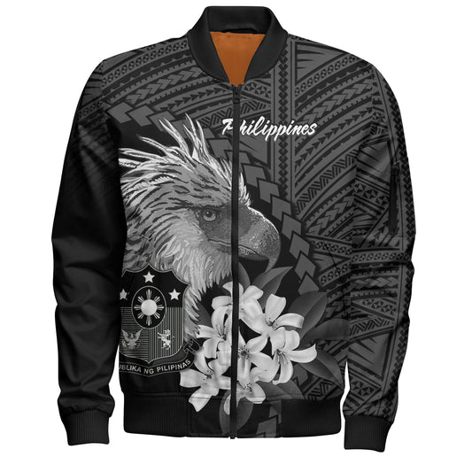 Philippines Filipinos Custom Personalised Bomber Jacket Sampaguita Jasmine Philippines Eagle Tattoo Tribal