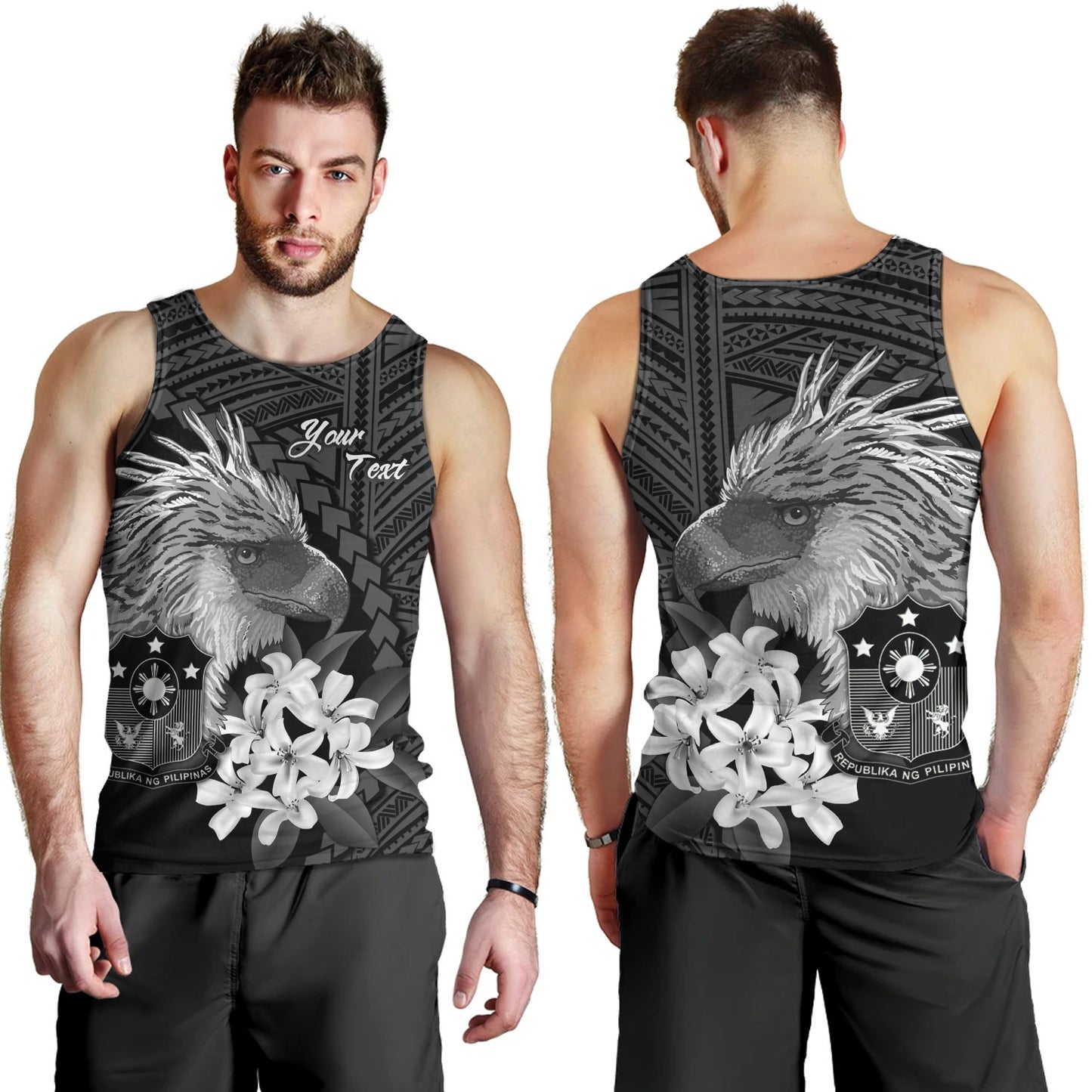 Philippines Filipinos Custom Personalised Tank Top Sampaguita Jasmine Philippines Eagle Tattoo Tribal