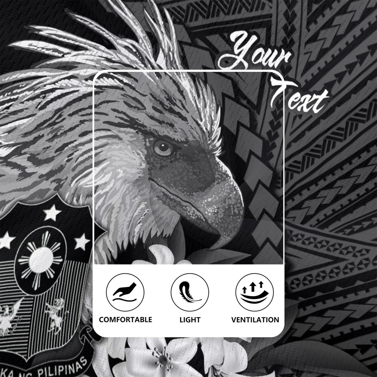Philippines Filipinos Custom Personalised Rugby Jersey Sampaguita Jasmine Philippines Eagle Tattoo Tribal
