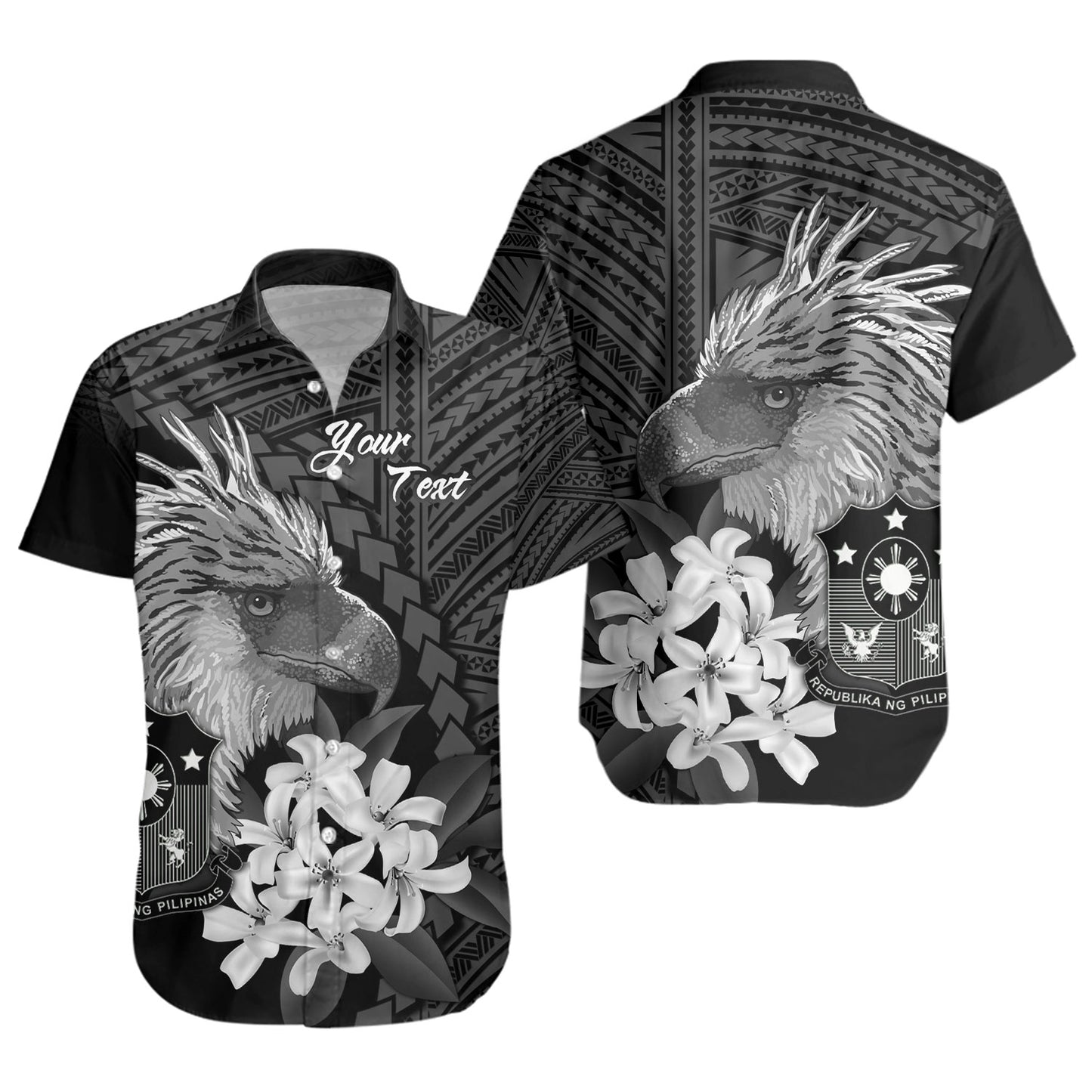 Philippines Filipinos Custom Personalised Short Sleeve Shirt Sampaguita Jasmine Philippines Eagle Tattoo Tribal