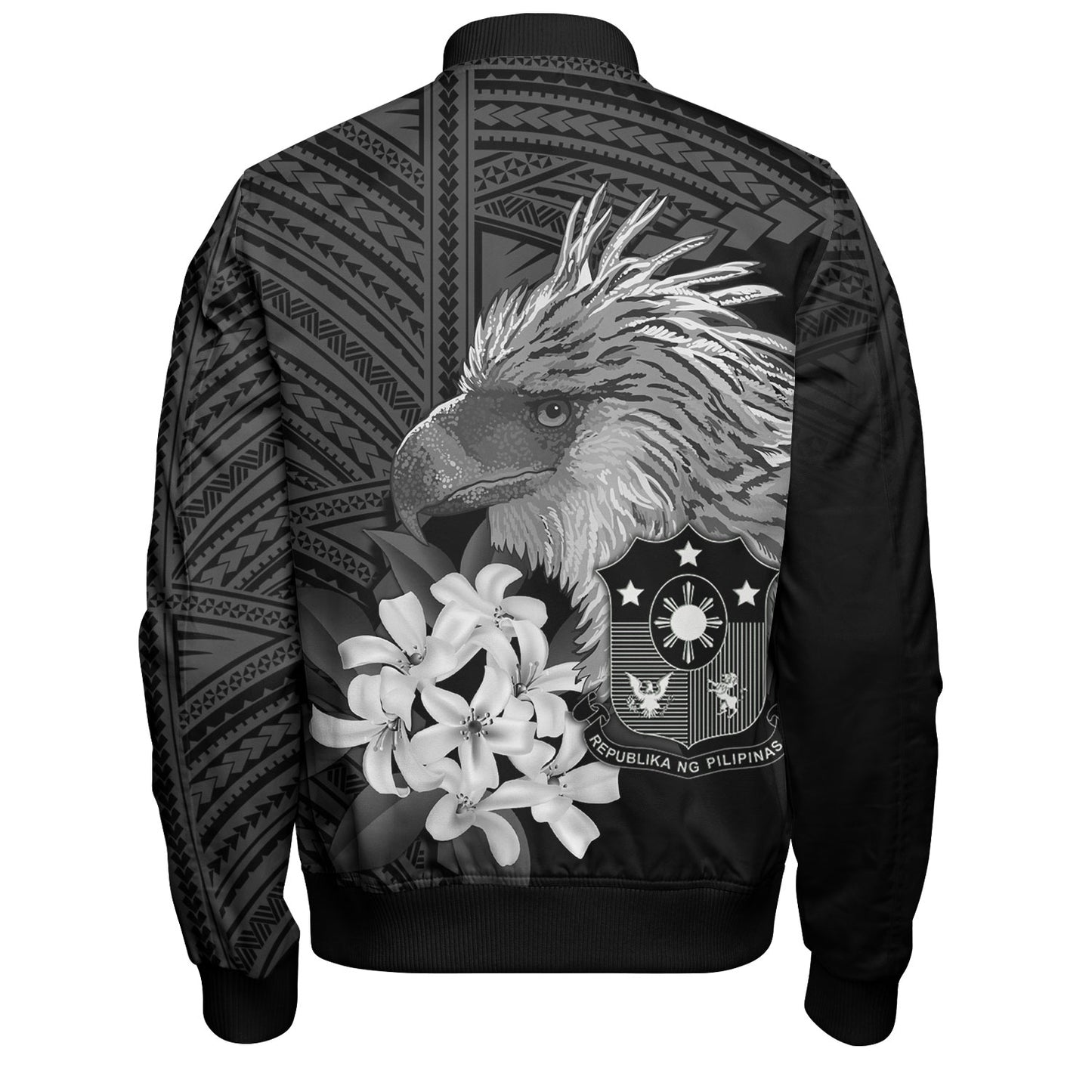 Philippines Filipinos Custom Personalised Bomber Jacket Sampaguita Jasmine Philippines Eagle Tattoo Tribal