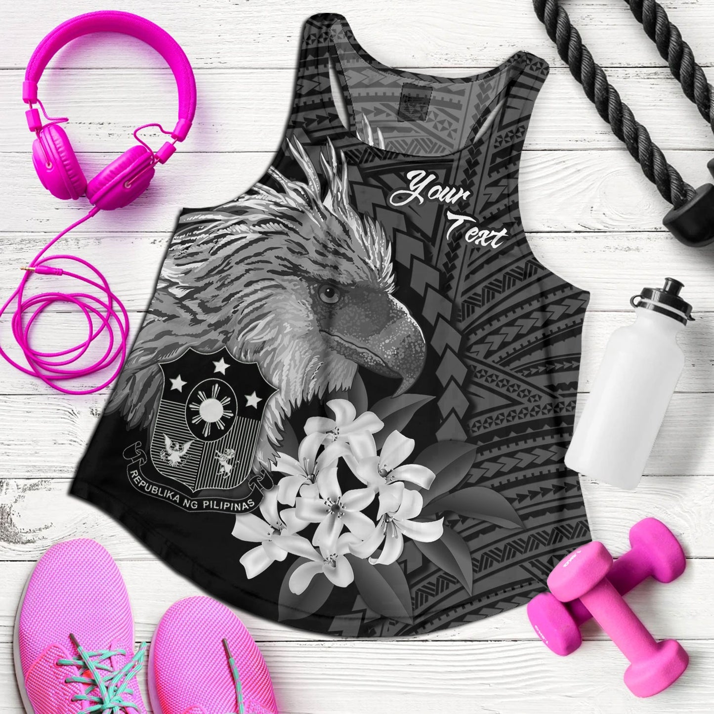 Philippines Filipinos Custom Personalised Women Tank Sampaguita Jasmine Philippines Eagle Tattoo Tribal