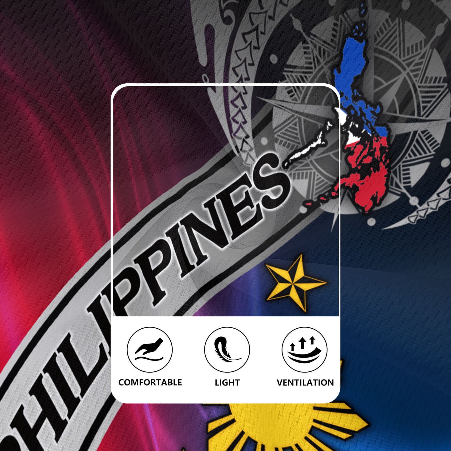 Philippines Filipinos Rugby Jersey Seal Map Curve Style