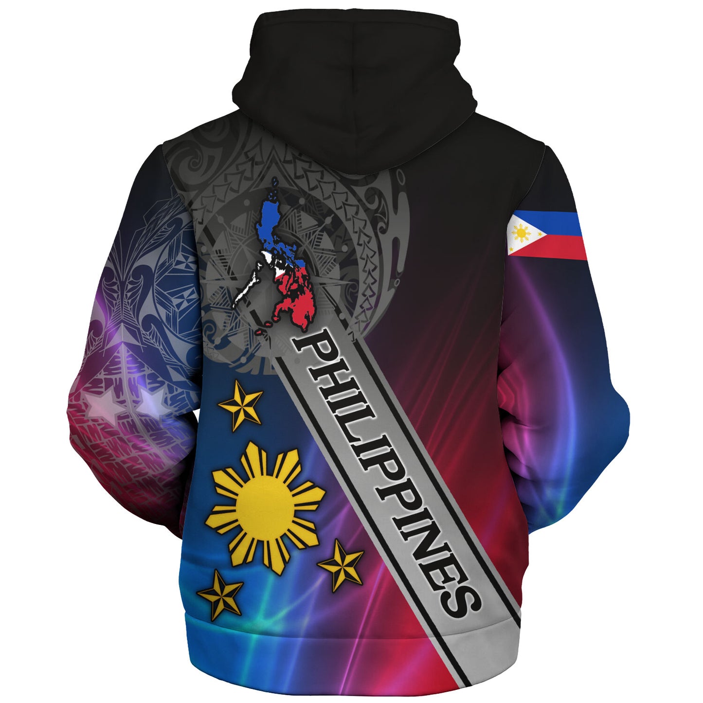 Philippines Filipinos Sherpa Hoodie Seal Map Curve Style
