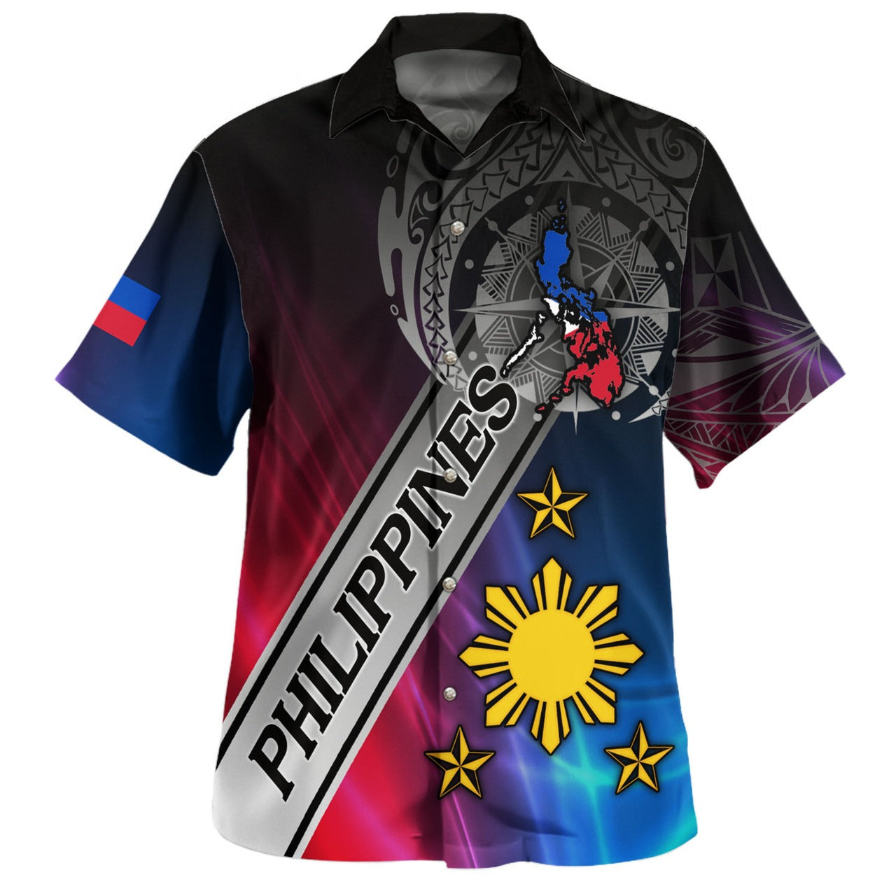 Philippines Filipinos Hawaiian Shirt Seal Map Curve Style