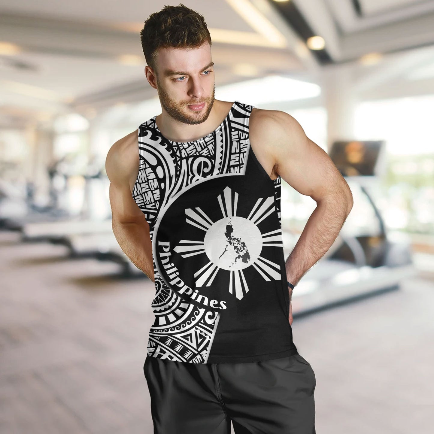 Philippines Filipinos Custom Personalised Tank Top Sun And Map Lauhala Patterns Style