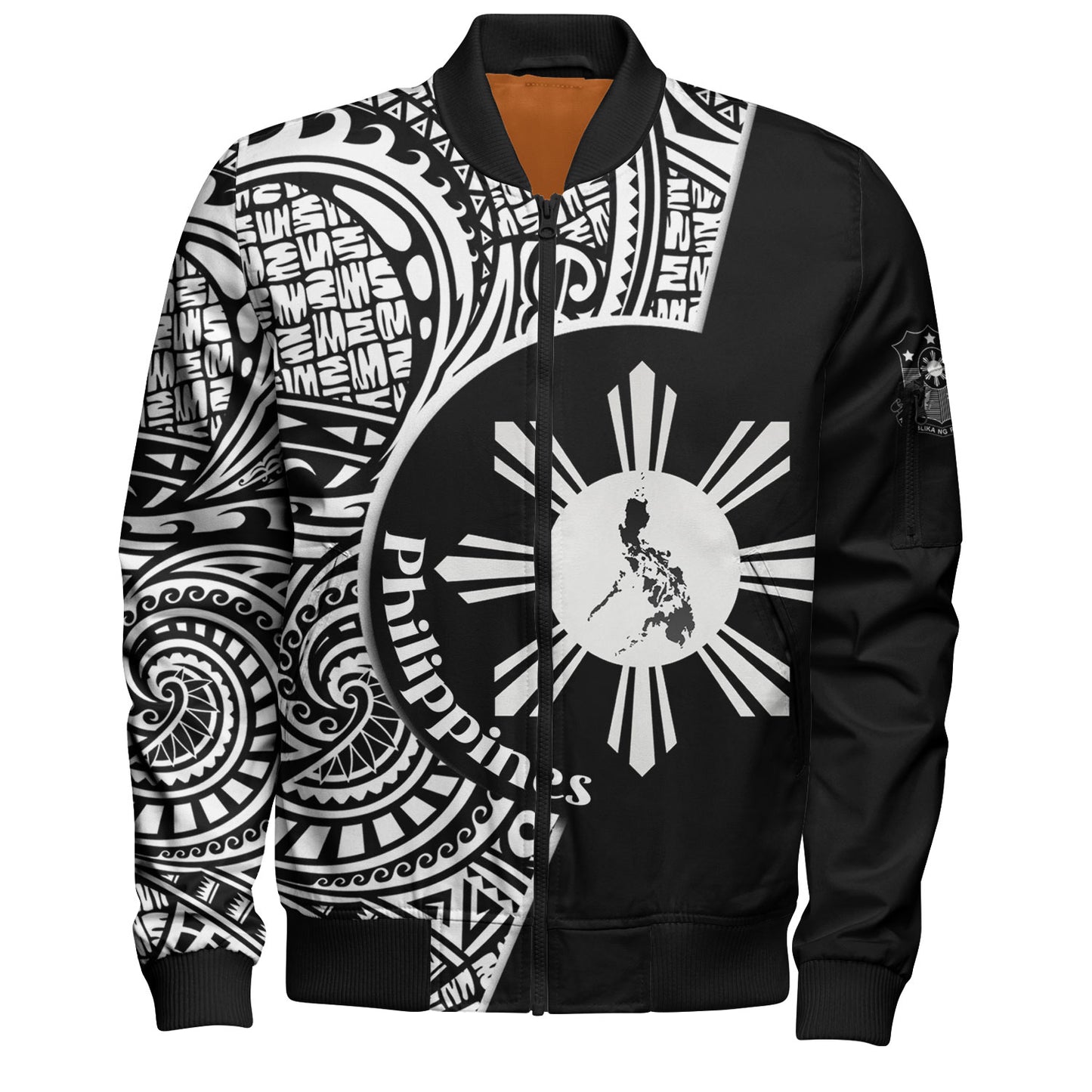 Philippines Filipinos Custom Personalised Bomber Jacket Sun And Map Lauhala Patterns Style
