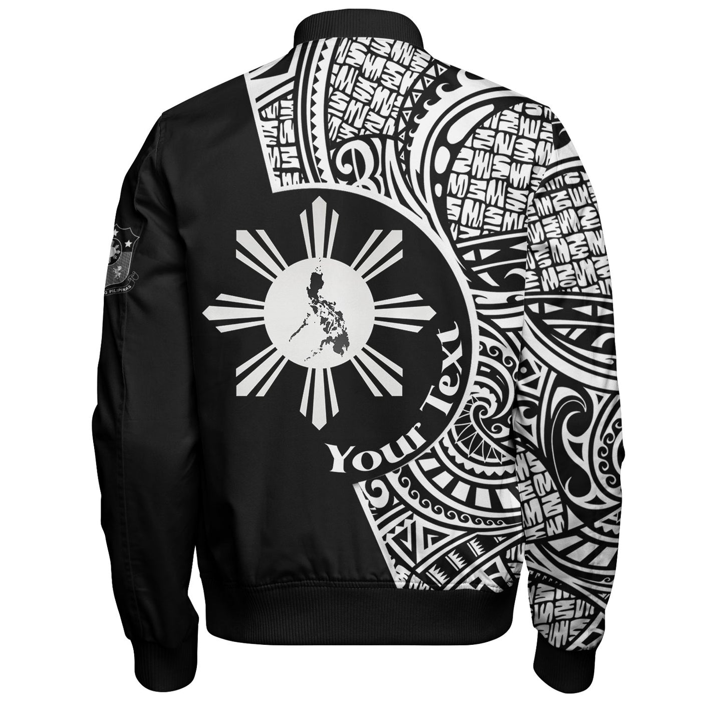 Philippines Filipinos Custom Personalised Bomber Jacket Sun And Map Lauhala Patterns Style